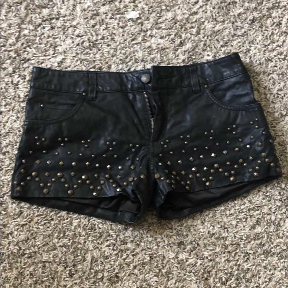 Free people leather studded shorts size 0